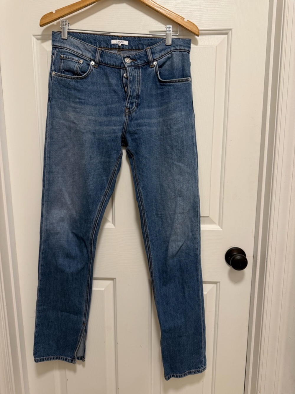 Ganni 1836 Sheldon Denim Split Hem Jeans Size 29